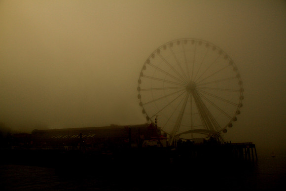Seattle Ferris Wheel In The Fog